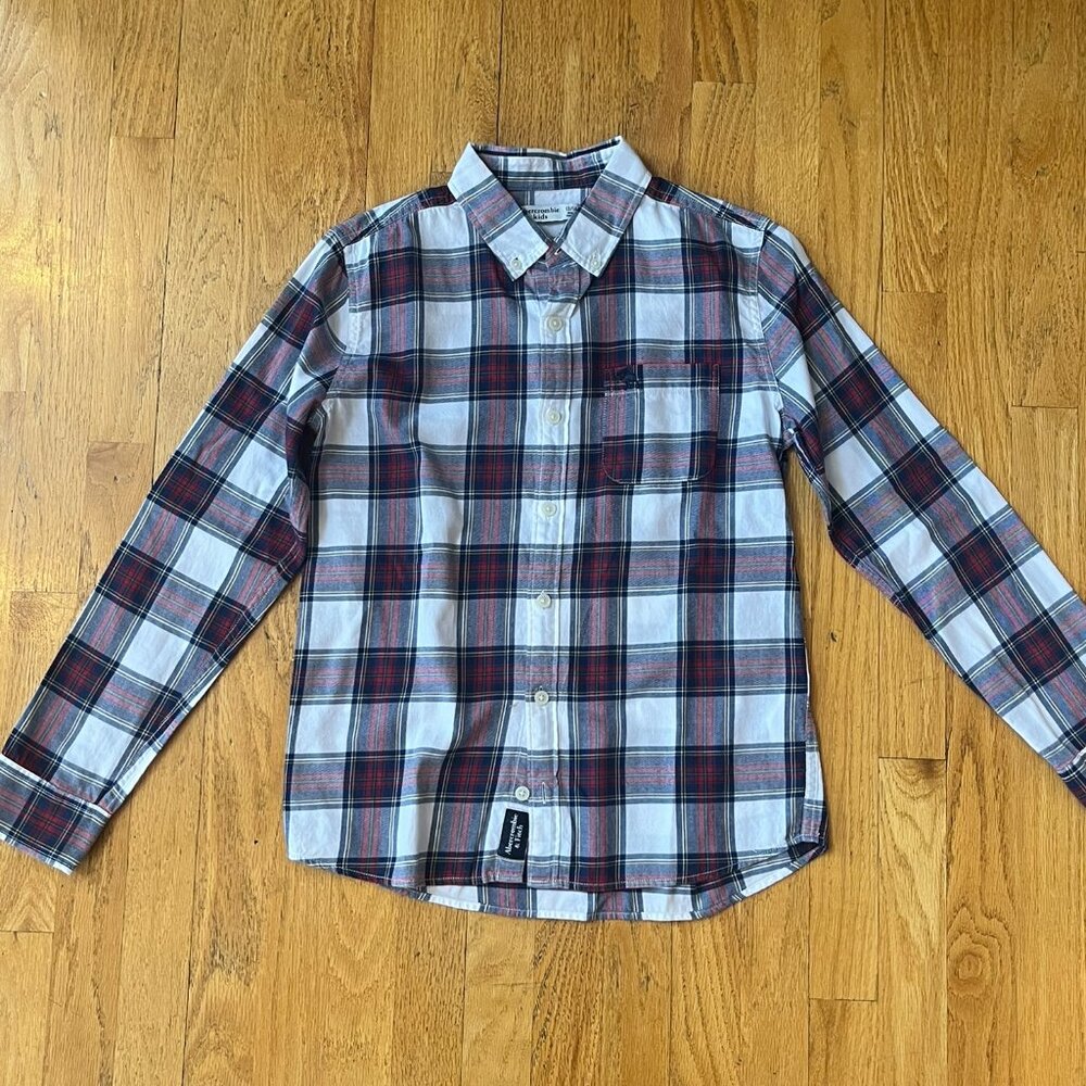 Boys Button Down Plaid Shirt (Long Sleeve) Size 13/14